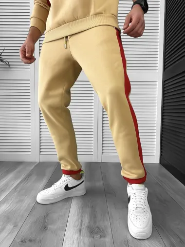 Trening barbati slim fit mustar Pantaloni + Hanorac K156 Z3